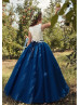 Sleeveless Ivory Lace Organza Corset Back Floor Length Flower Girl Dress